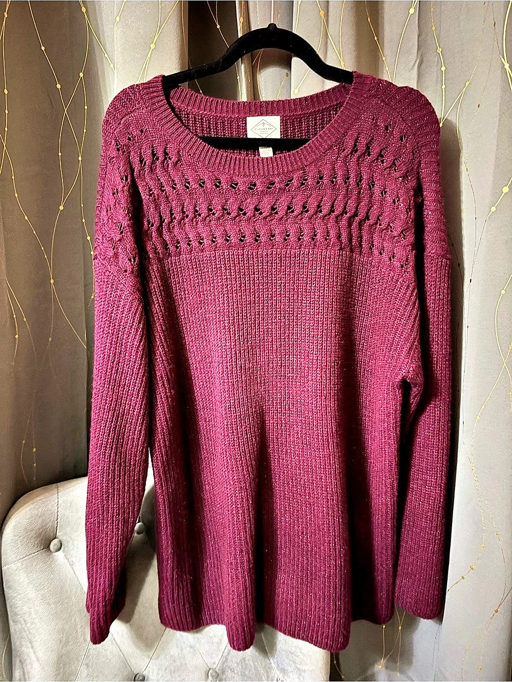 St. John's Bay Knit Crew Neck Sweater Burgundy Size 2X